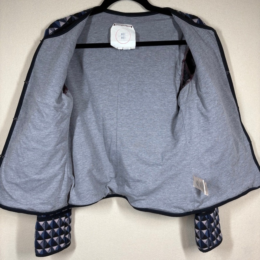Hei Hei Anthropologie Quilted Vala Knit Blazer Jacket S Blue Prep Grandma Chic - Picture 3 of 8